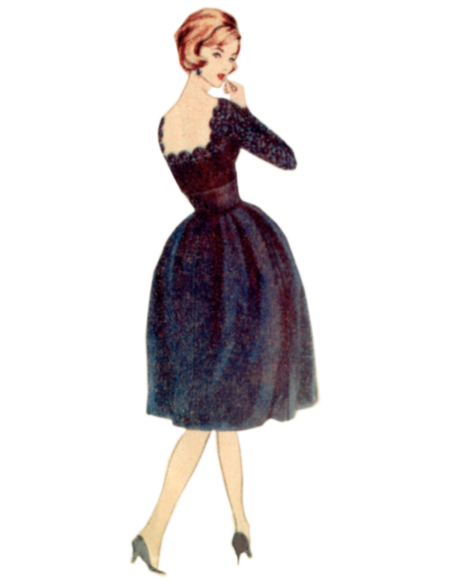 Patron Vogue 2101/U5 (44-52) - Robe vintage à encolure festonnée et ceinture-écharpe