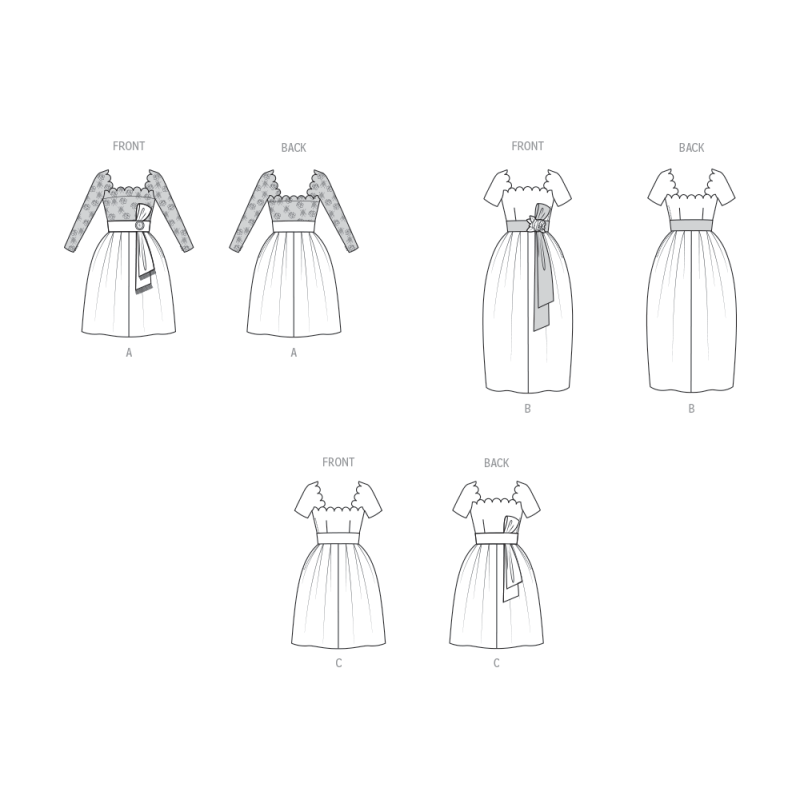 Patron Vogue 2101/U5 (44-52) - Robe vintage à encolure festonnée et ceinture-écharpe