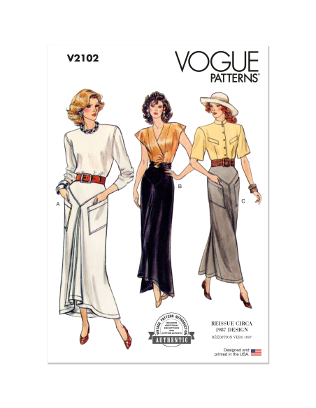 Patron Vogue 2102/H5 (34-42) - Jupe droite vintage à empiècements et fausse bande d’ourlet