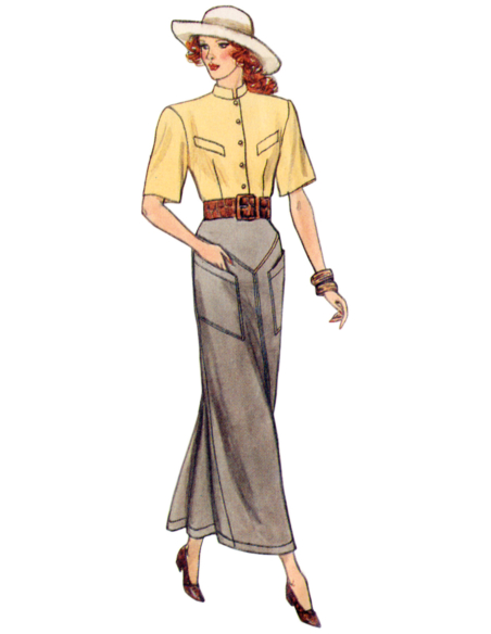 Patron Vogue 2102/U5 (44-54) - Jupe droite vintage à empiècements et fausse bande d’ourlet