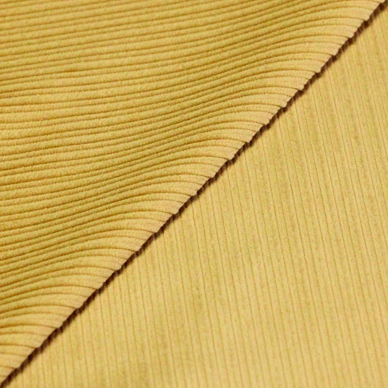 Velours côtelé 300 raies à côtes irrégulières coton & élasthanne GOTS - Jaune