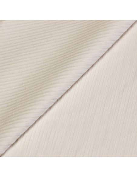 Velours côtelé 300 raies à côtes irrégulières coton & élasthanne - Blanc
