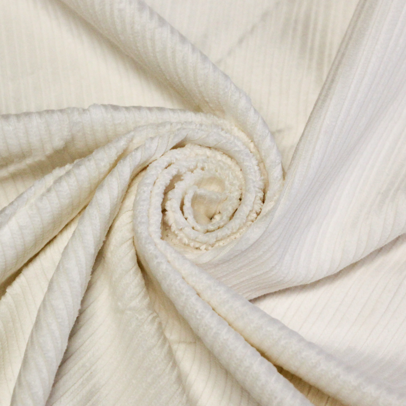 Velours côtelé 300 raies à côtes irrégulières coton & élasthanne - Blanc