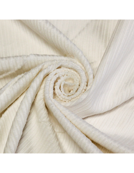 Velours côtelé 300 raies à côtes irrégulières coton & élasthanne - Blanc