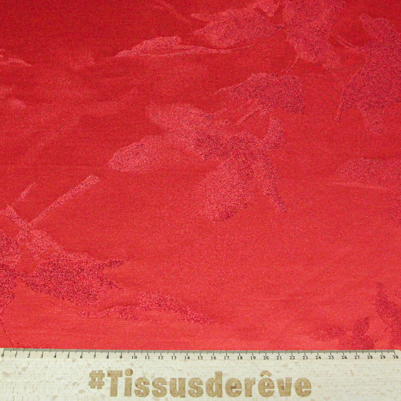 Broché - Rouge motif végétal