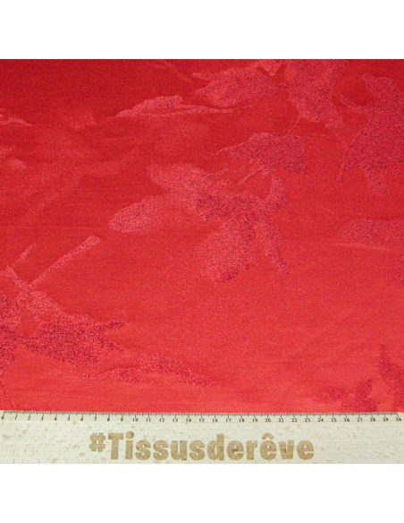 Broché - Rouge motif végétal