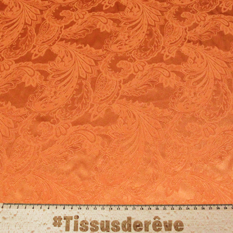 Broché - Orange motif cachemire à base "lake of Como"