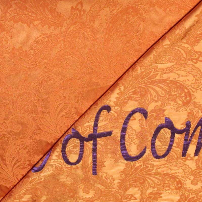Broché - Orange motif cachemire à base "lake of Como"