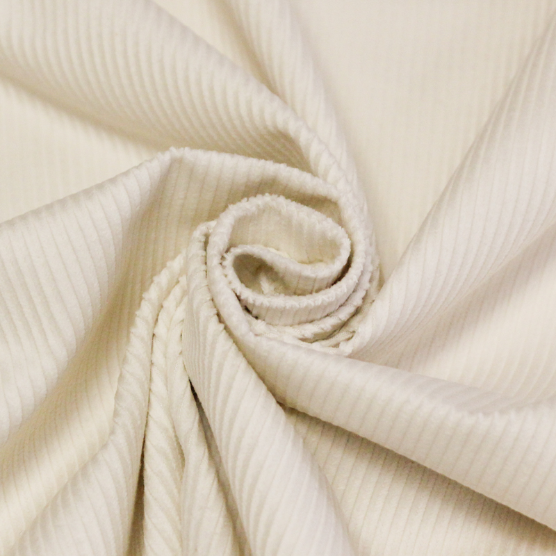 Velours côtelé 300 raies coton & élasthanne - Écru