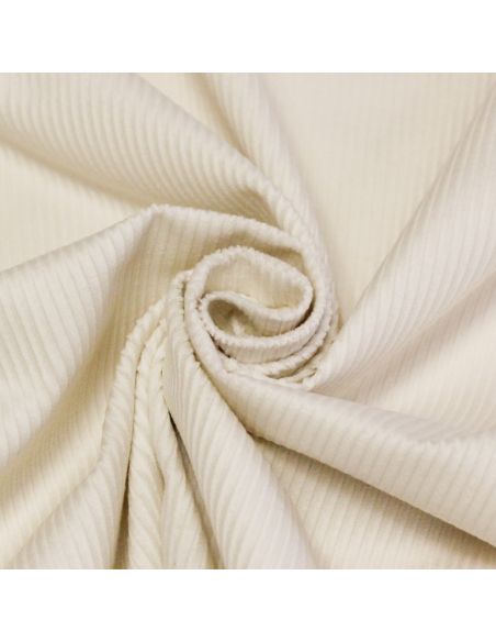 Velours côtelé 300 raies coton & élasthanne - Écru
