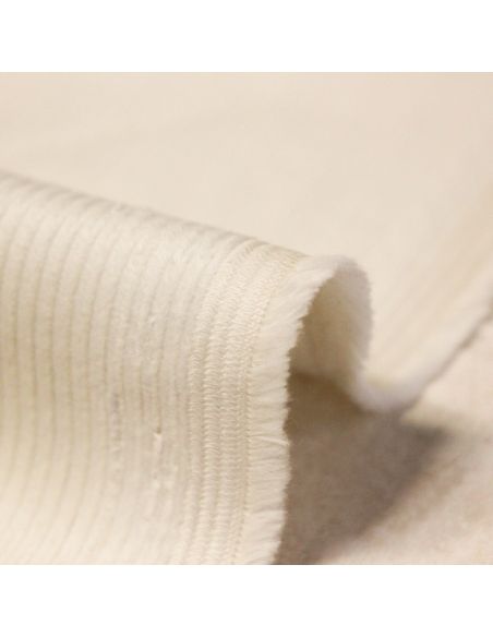 Velours côtelé 300 raies coton & élasthanne - Écru