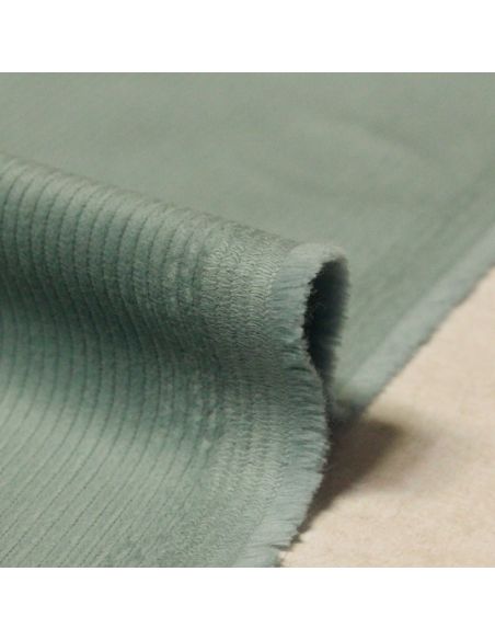 Velours côtelé 300 raies coton & élasthanne - Céladon
