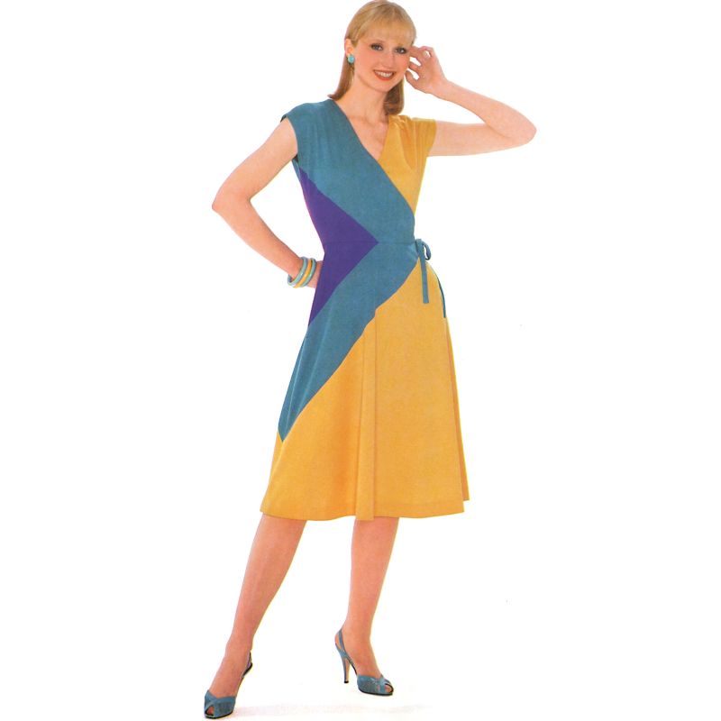 Patron Vogue 2100/H5 (34-42) - Robe portefeuille vintage ajustée à deux couleurs