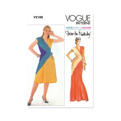 Patron Vogue 2100/H5 (34-42) - Robe portefeuille vintage ajustée à deux couleurs