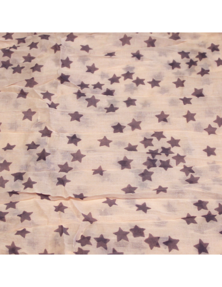 Étole 100% coton - Étoile gris apia fond rose saumon