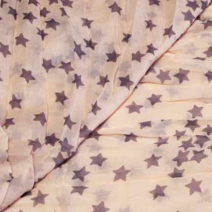 Étole 100% coton - Étoile gris apia fond rose saumon 2