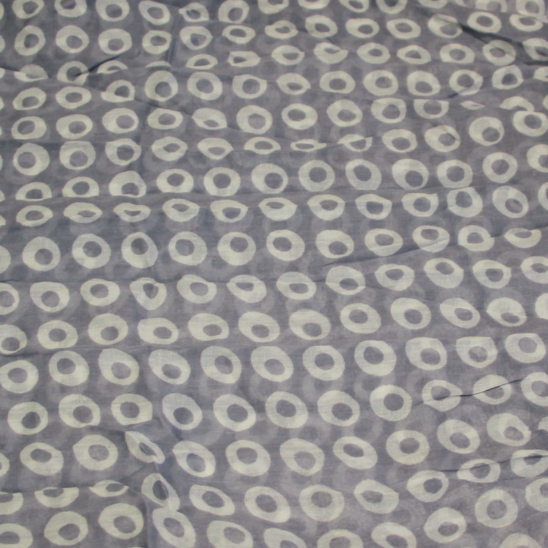 Étole 100% coton - Cercle difforme blanc fond gris
