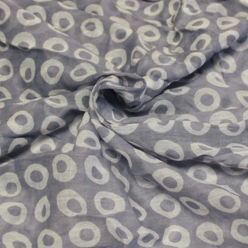 Étole 100% coton - Cercle difforme blanc fond gris