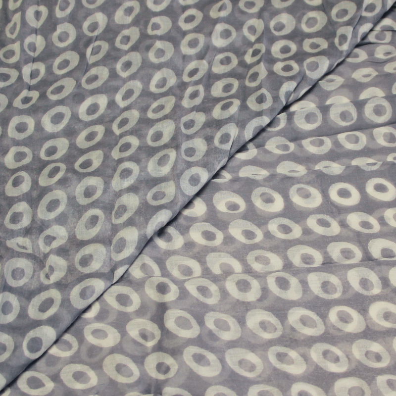 Étole 100% coton - Cercle difforme blanc fond gris