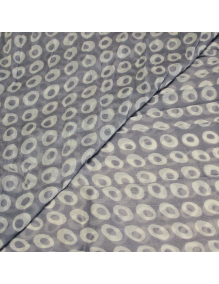 Étole 100% coton - Cercle difforme blanc fond gris