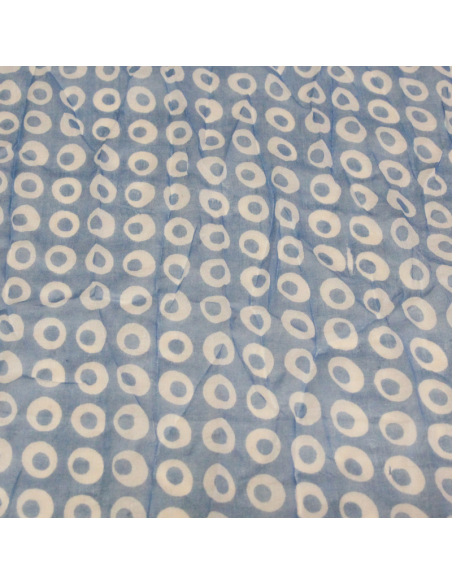 Étole 100% coton - Cercle difforme blanc fond bleu
