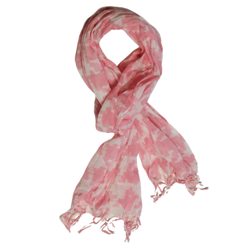 Étole 100% coton - Pied de coq rose