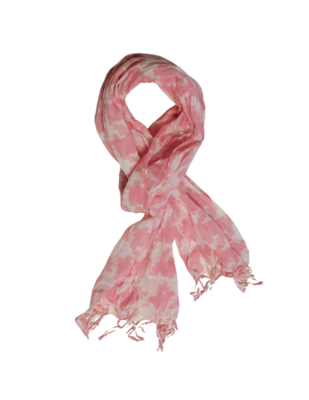 Étole 100% coton - Pied de coq rose