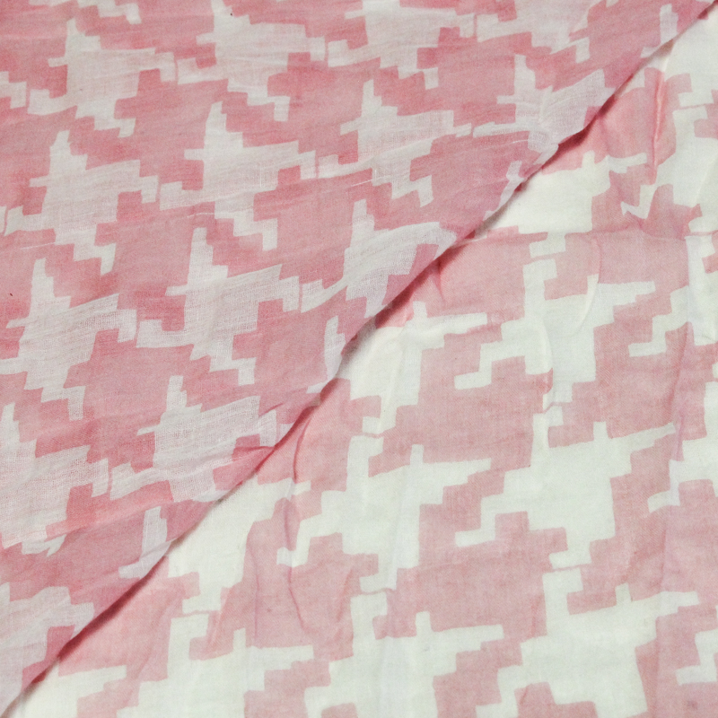 Étole 100% coton - Pied de coq rose