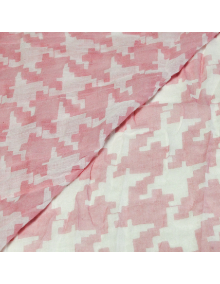 Étole 100% coton - Pied de coq rose