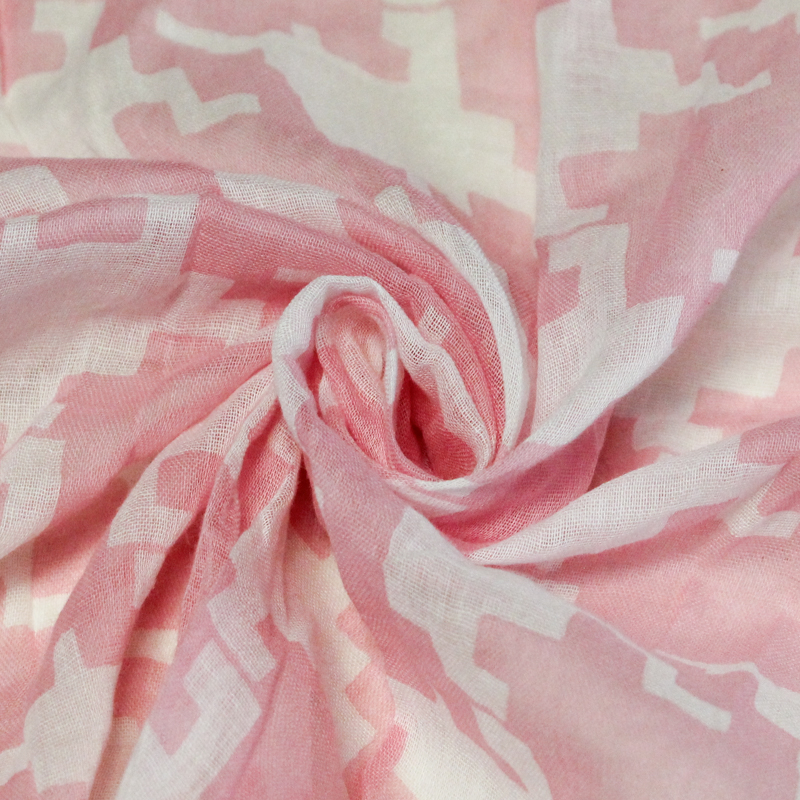 Étole 100% coton - Pied de coq rose