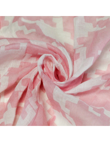 Étole 100% coton - Pied de coq rose