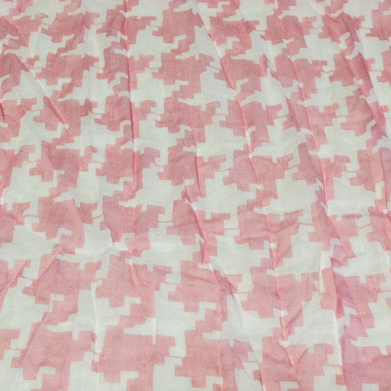 Étole 100% coton - Pied de coq rose