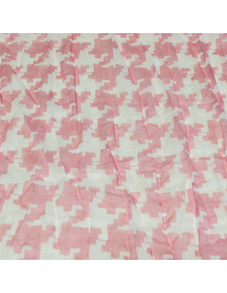 Étole 100% coton - Pied de coq rose