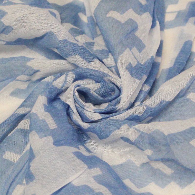 Étole 100% coton - Pied de coq bleu