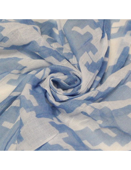 Étole 100% coton - Pied de coq bleu