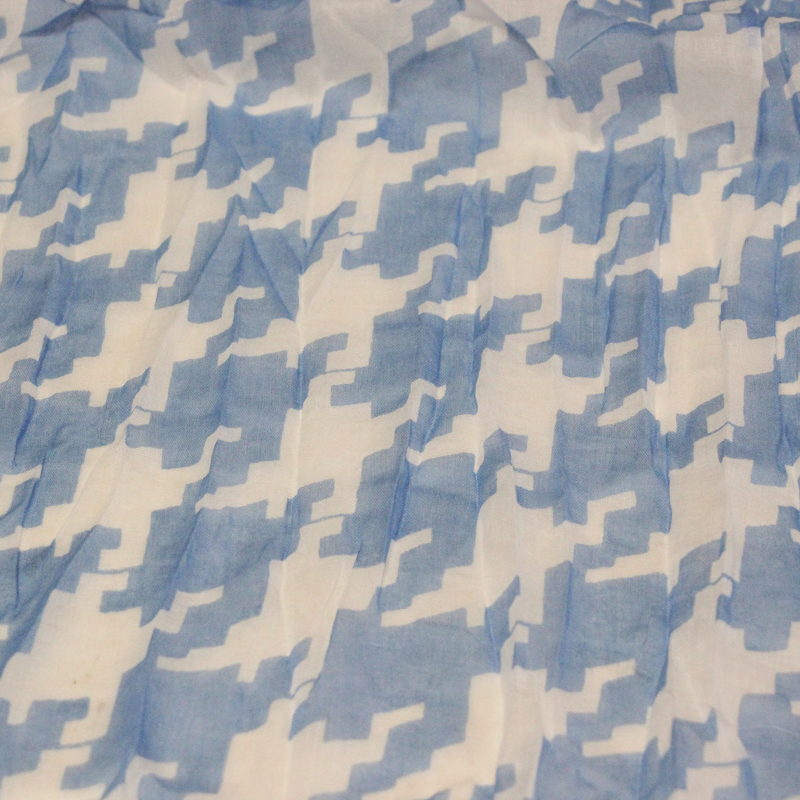 Étole 100% coton - Pied de coq bleu