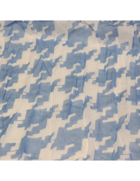 Étole 100% coton - Pied de coq bleu