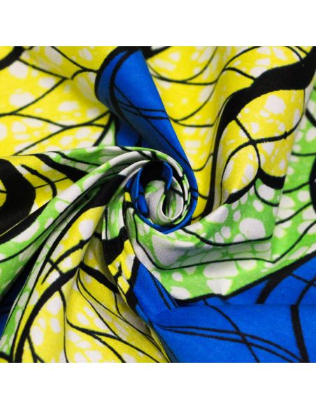 Tissu WAX 100% coton - Ondes solaires (Coupon de 2,70 mètres)