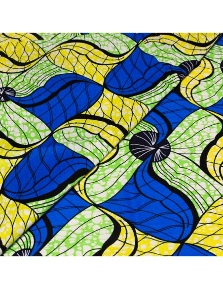 Tissu WAX 100% coton - Ondes solaires (Coupon de 2,70 mètres)