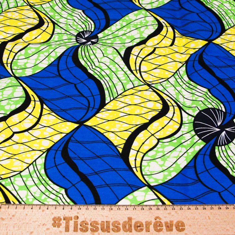 Tissu WAX 100% coton - Ondes solaires...