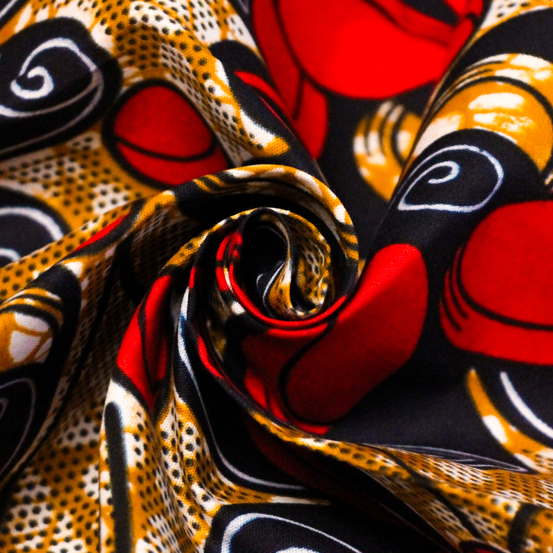 Tissu WAX 100% coton - Odysée rouge...