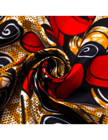 Tissu WAX 100% coton - Odysée rouge (Coupon de 2,70 mètres)