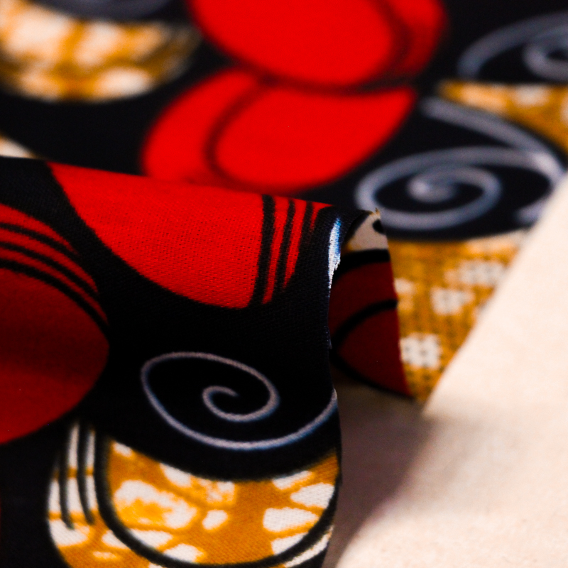 Tissu WAX 100% coton - Odysée rouge...