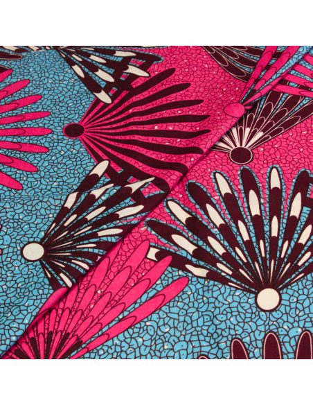 Tissu WAX 100% coton - Eventail festif (Coupon de 2,70 mètres)