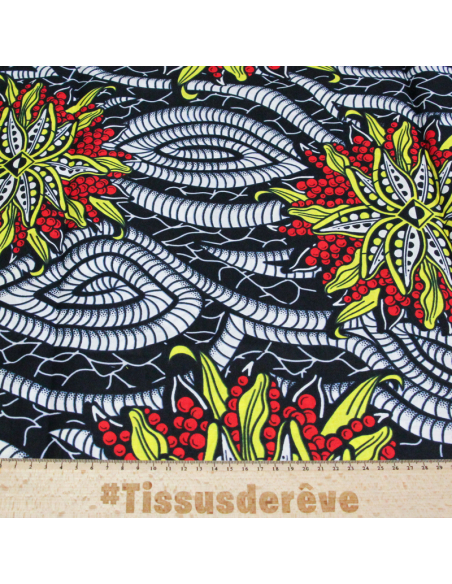 Tissu WAX 100% coton - Jardin incandescent (Coupon de 2,70 mètres)