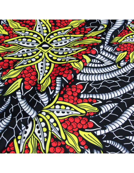 Tissu WAX 100% coton - Jardin incandescent (Coupon de 2,70 mètres)