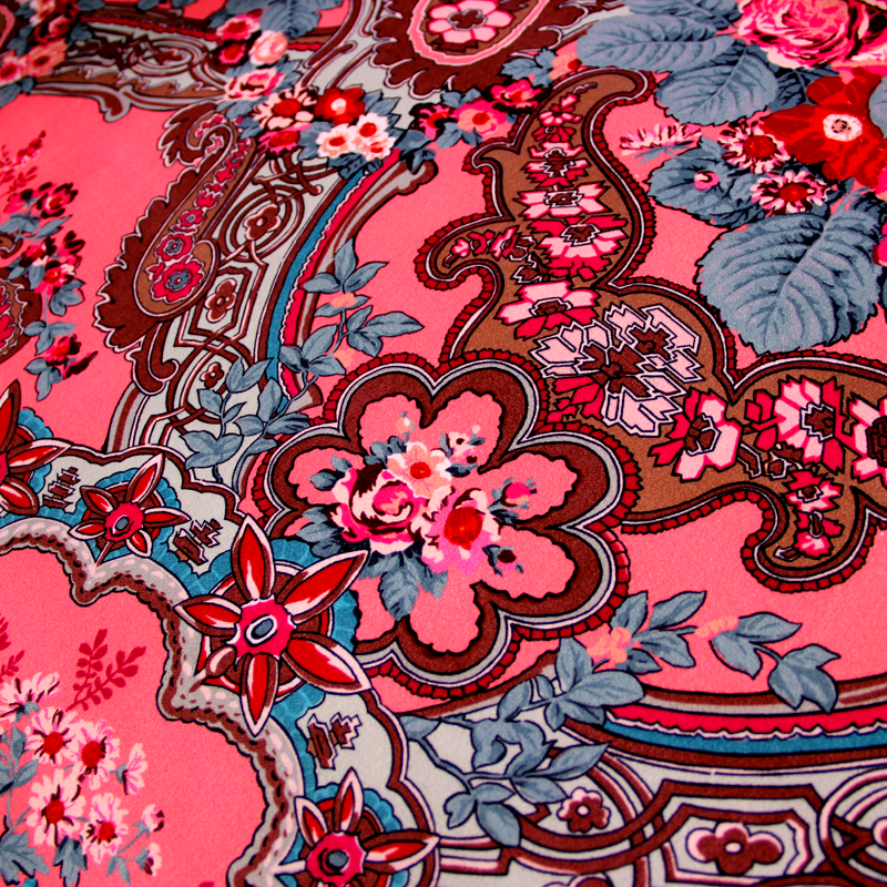 Velours imprimé - Cachemire fleuris rose