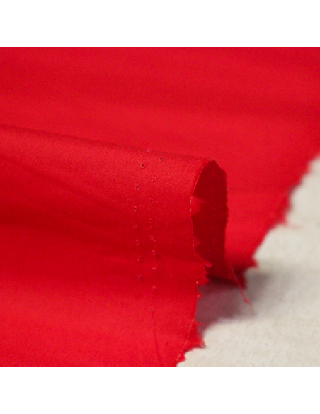 Popeline coton & élasthanne - Rouge groseille