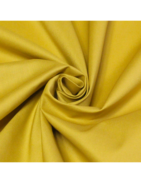 Popeline coton & élasthanne - Jaune moutarde