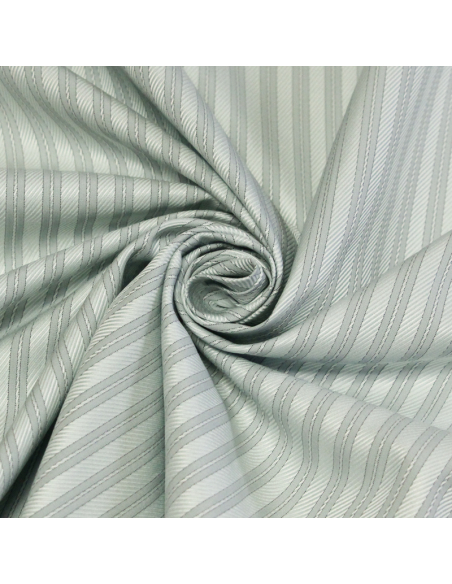 Popeline 100% coton peigné - Rayé bleu clair